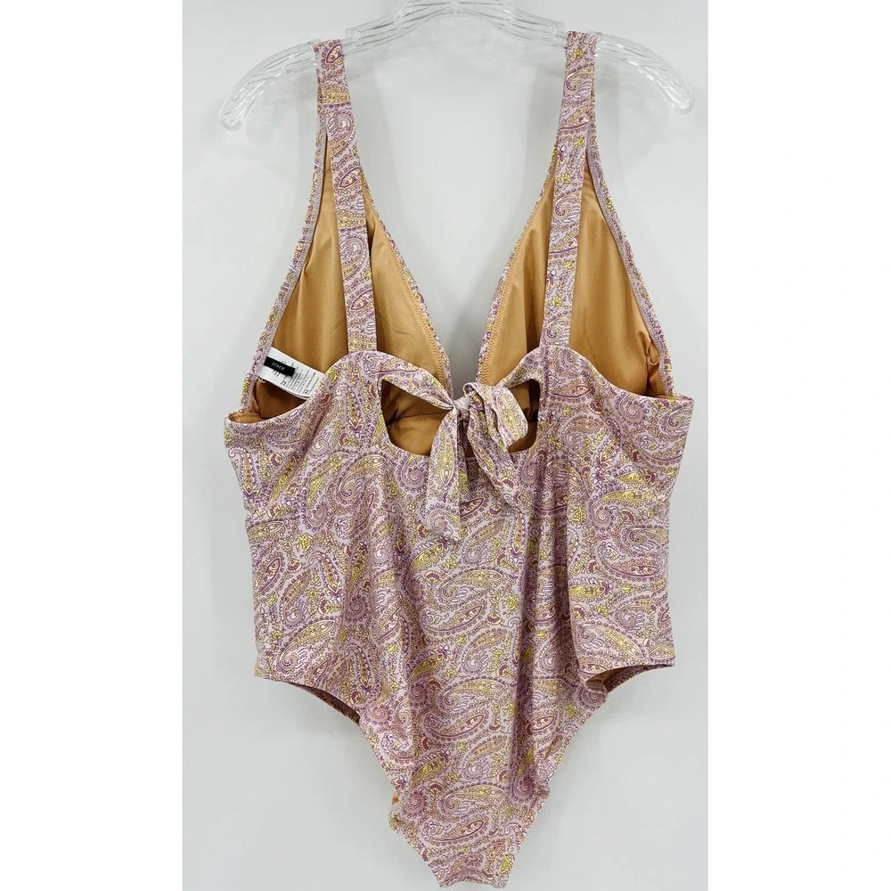 J Crew Swimsuit Women's Size 20 Tie Back One Piece Bathing Suit Lined Floral